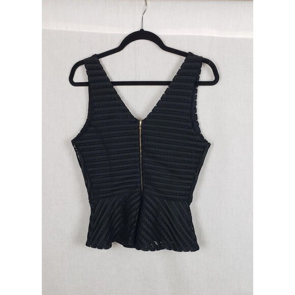 Guess Matilda Mesh Peplum Top Womens S Jet Black Gothic Witchcore Rocker USA New - Picture 2 of 8